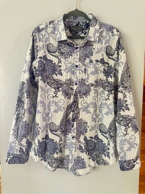 Paisley & Gray Samuel Slim Fit Long-Sleeve Shirt - Men’s Blue Bird Toile XL